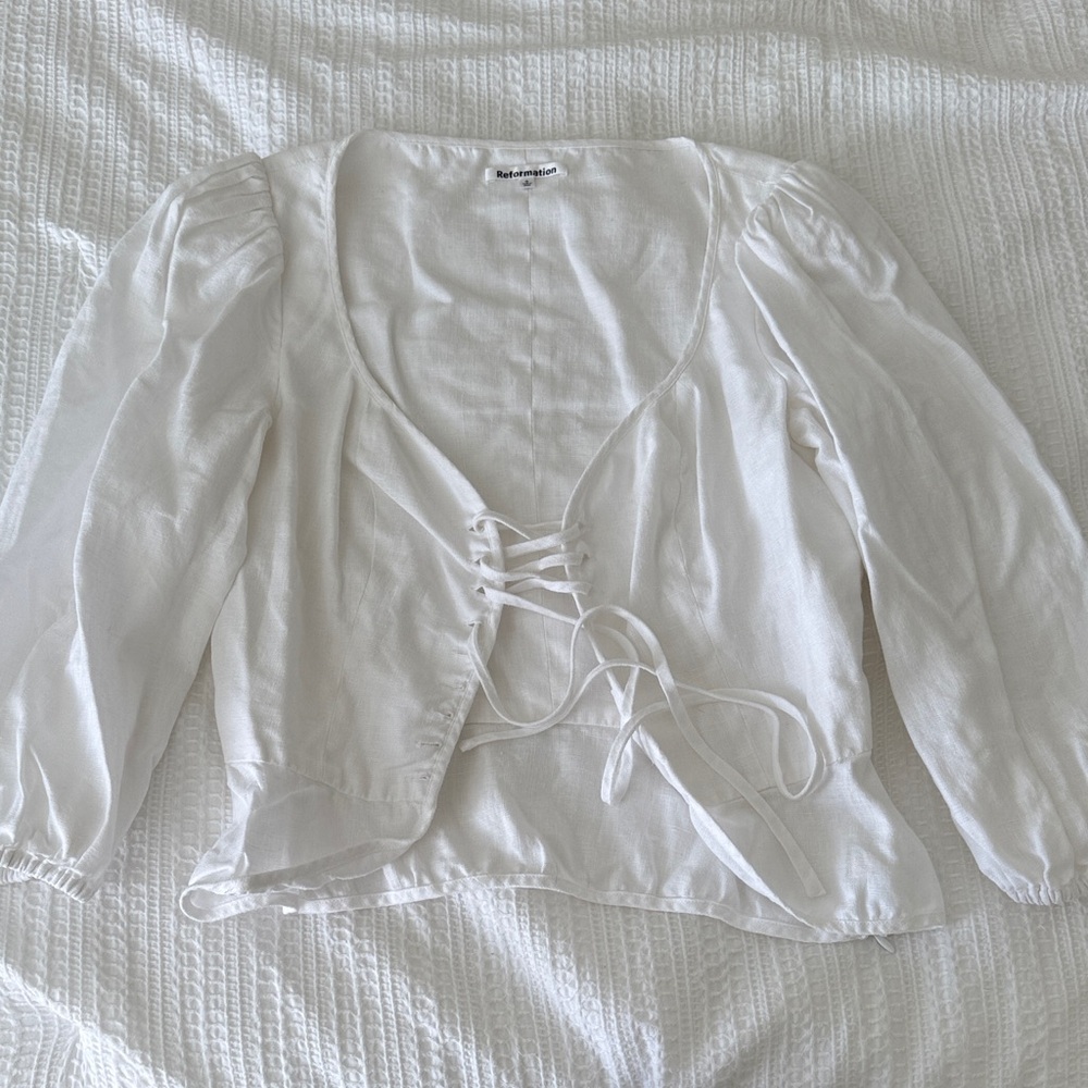 Reformation Barrett Linen Top